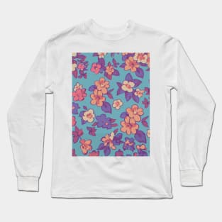 Floral Pattern 90' lofi: Dreamy Floral Nostalgia Magnet Long Sleeve T-Shirt